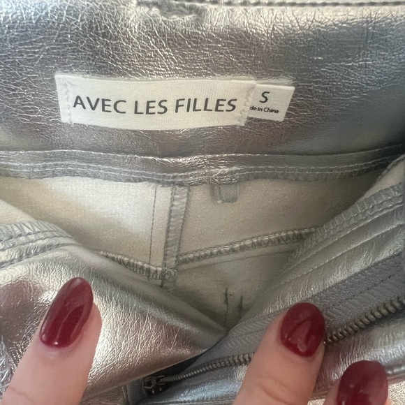 Avec Les Filles Silver Pencil Midi Skirt Cocktail nwot small - Picture 4 of 5